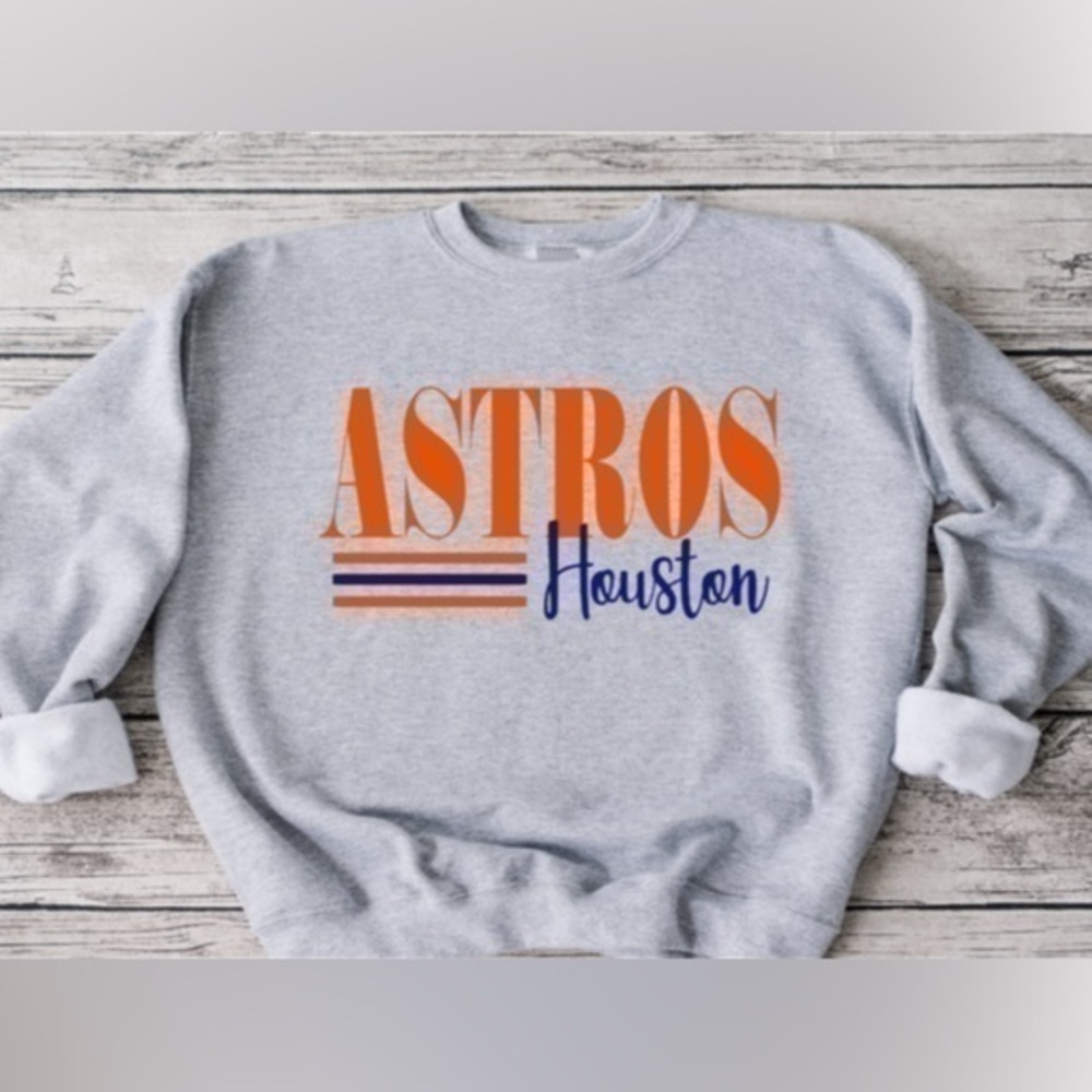 Astros Striped Crewneck- gray
